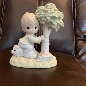Precious Moments MONEY’S NOT THE ONLY THING GREEN WORTH SAVING figurine Like new